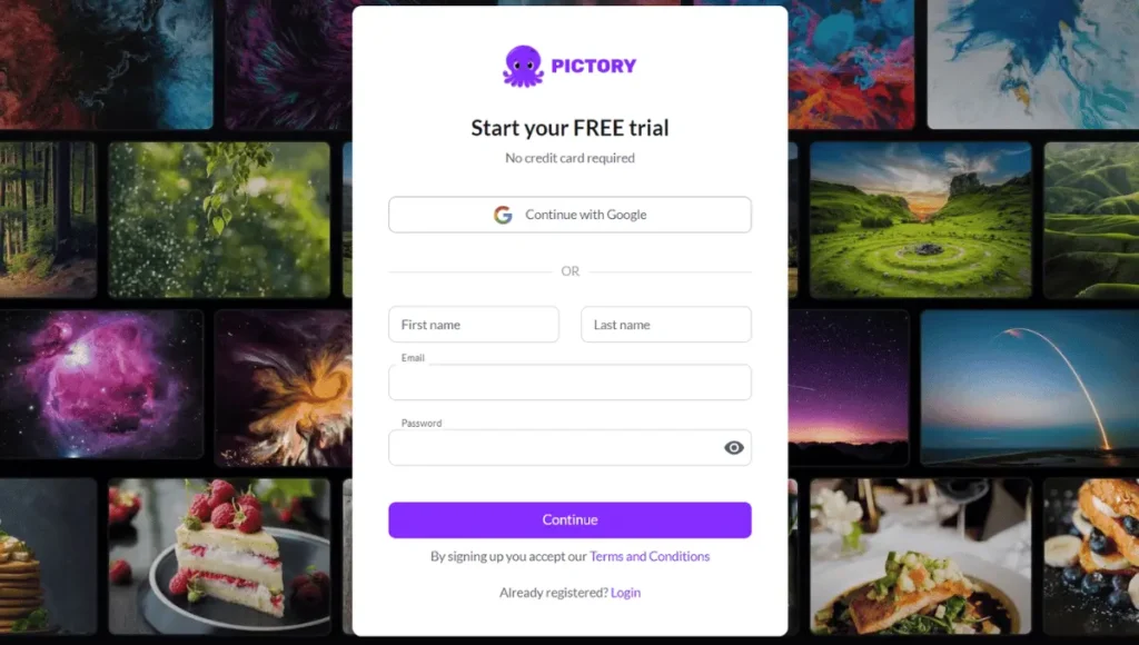 Sign up With Pictory AI